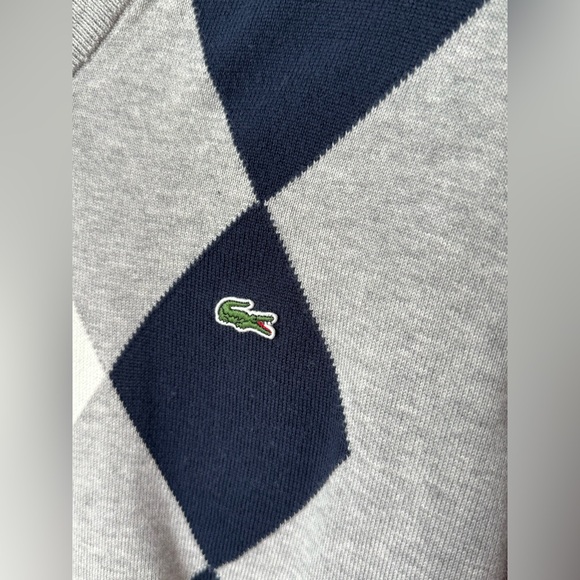 Lacoste Men's Gray and Navy Argyle Sweater size 6 - Picture 3 of 6